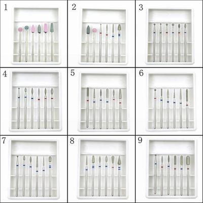 6 sztuk/zestaw diamentowe Nail Art elektryczne wiertła obrotowe wiertło frez do skórek Bit do paznokci zestaw narzędzi do manicure zestaw wierteł do paznokci