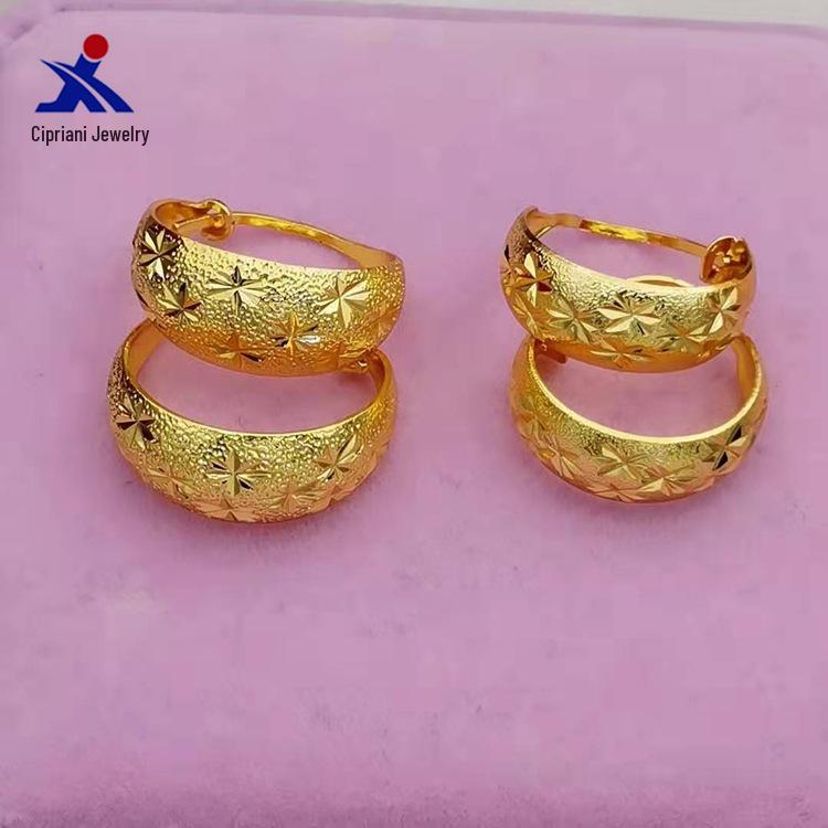 

Gold-Plated Frosted Starry Sky Thai Copper Earrings for Women