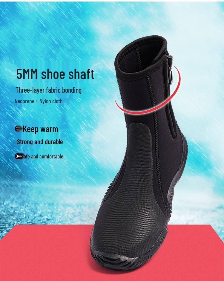 Unisex 5mm High-Top Diving Boots: Non-Slip, Puncture-Resistant Snorkeling, Surfing, and Canyoneering Shoes