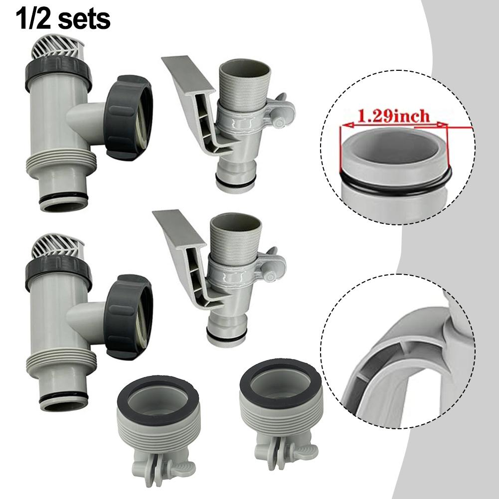 For Above Ground Pool Hose Adapter Set with Plunger Valves Designed for Seamless Integration with Sand Filter Pumps