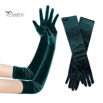 1 Paar Braut Hochzeit Handschuhe Goldener Samt Anti-Rutsch Fünf Finger Retro Reine Farbe Tanzball Bankett Cocktail Party Ball Dame Handschuhe