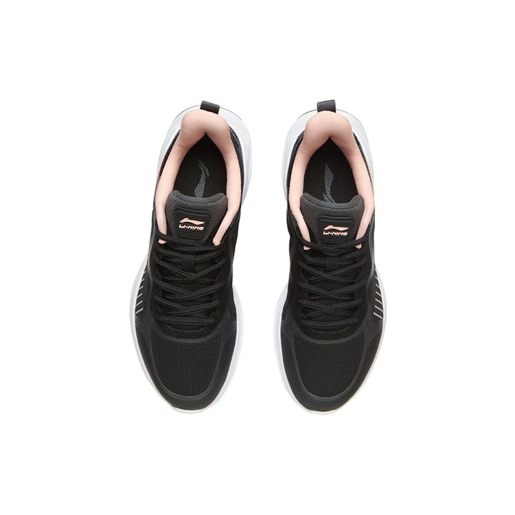 Li Ning Casual Shock Absorbing Reflective Wear Resistant Non Slip Low Top Running Shoes Women Sneakers Gray Black ARSR046-3