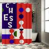 Modern Bath Towel Shower Curtain Chess Board Game Theme Design Durable Fabric Material Perfect for Home Decor Size 180x250cm/70'