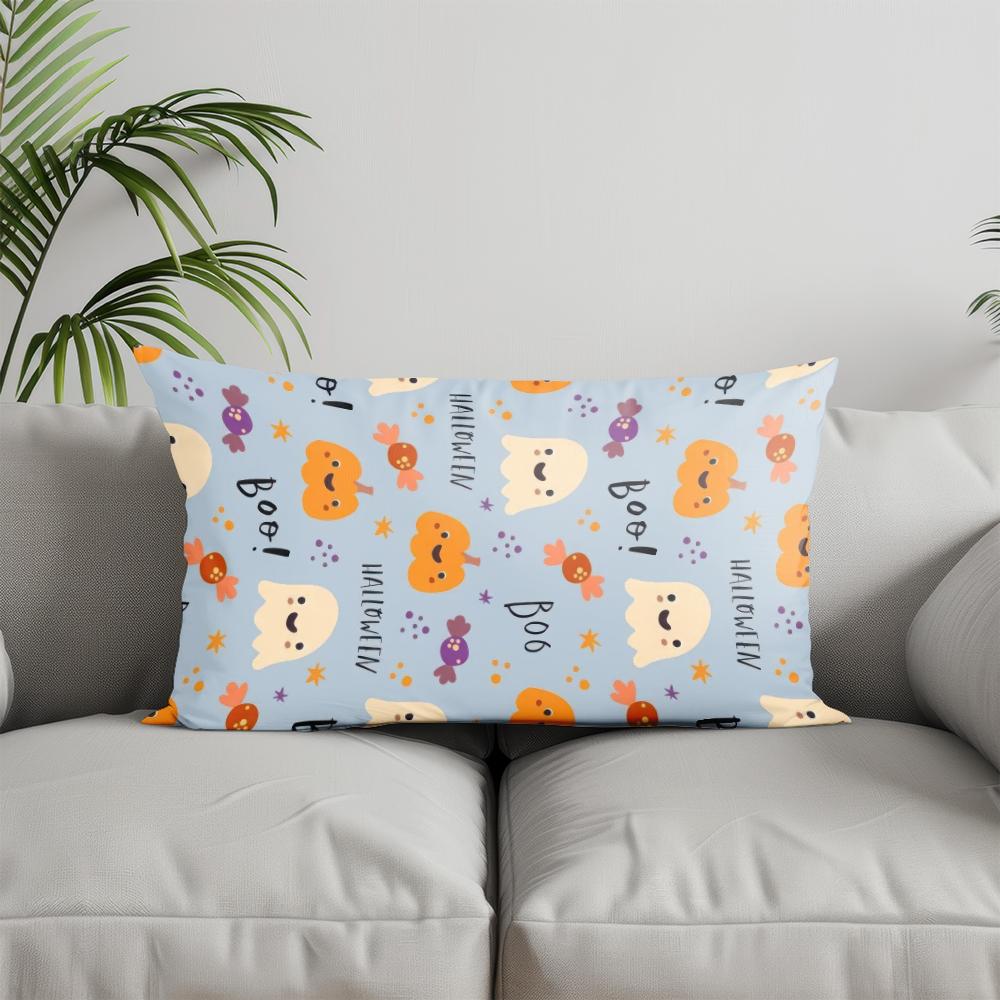 Home Decor Halloween Boo Ghost Pillowcase Suitable For Sofa Bedroom Car Pillow Cover Cushion Rectangular Back Cushion