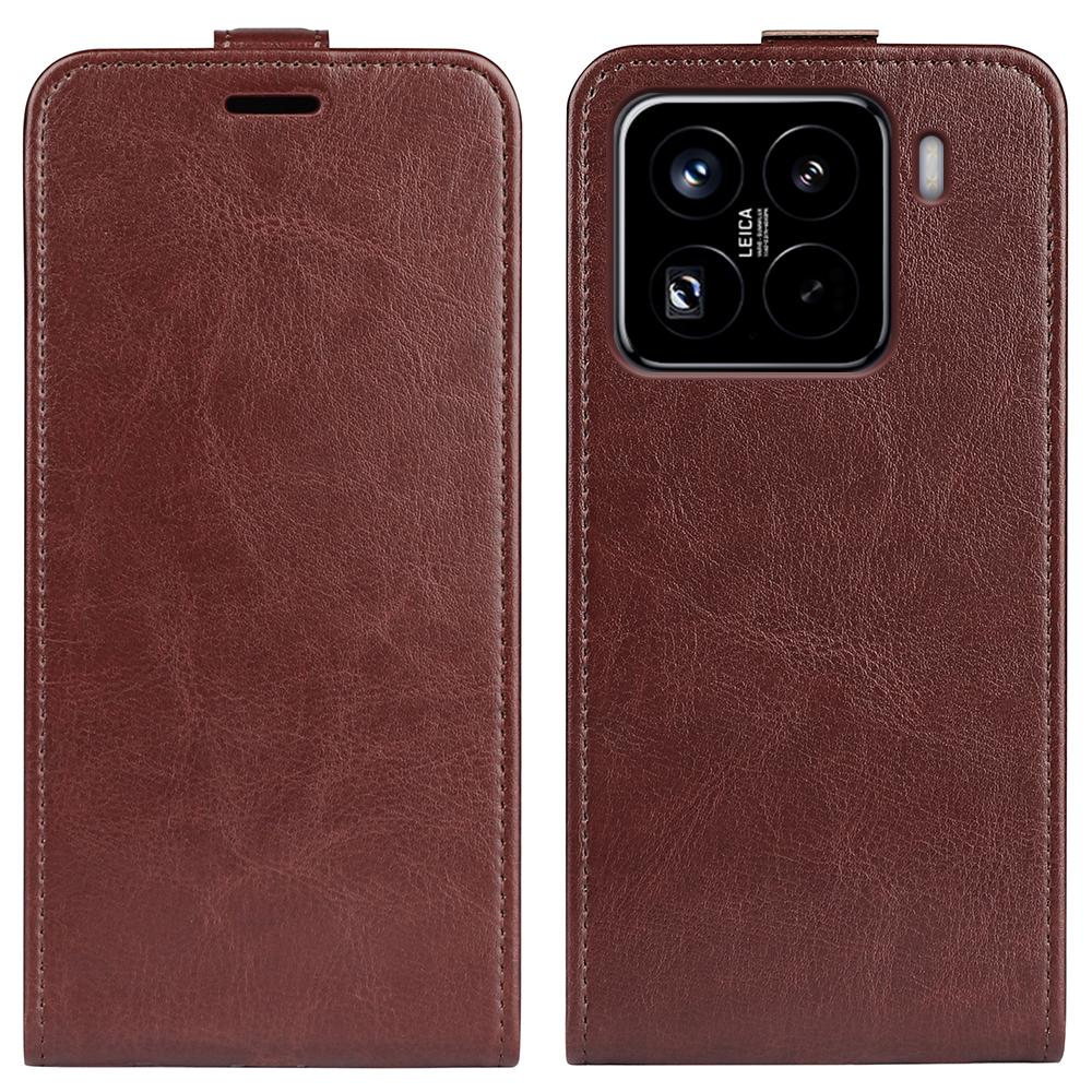 

For Xiaomi 15 Pro Case with Card Slots Vertical Flip Leather Phone Cover Brown