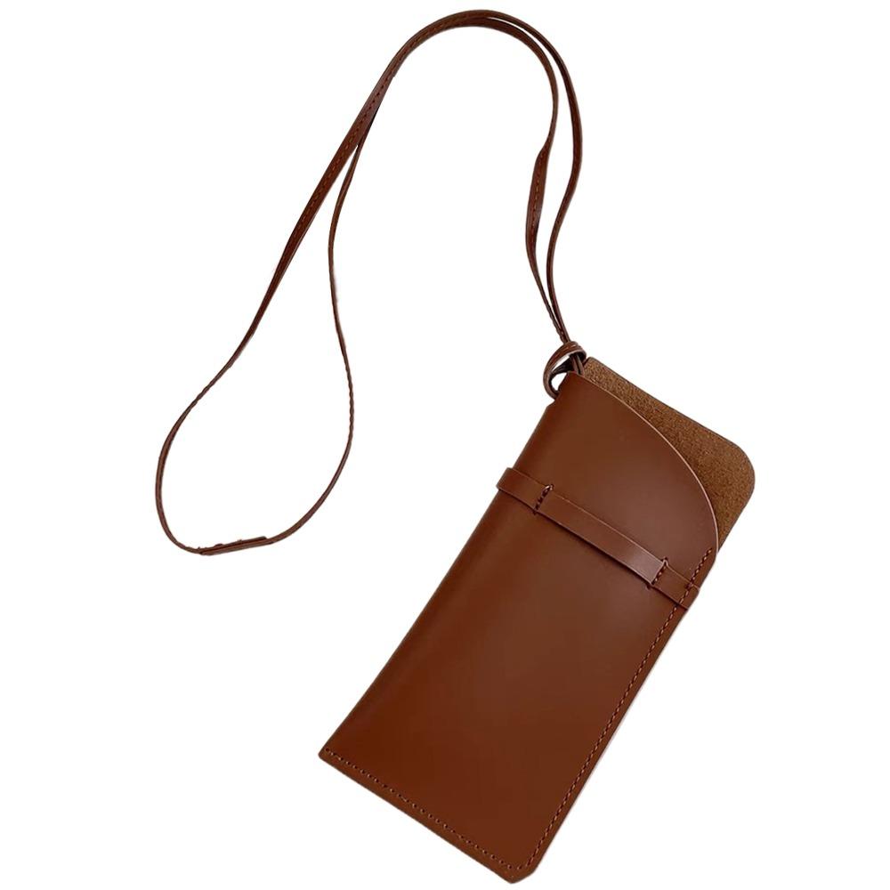 

Сумка для хранения солнцезащитных очков из ПУ кожи со шнурком Держатель для солнцезащитных очков Аксессуары для очков темно-коричневого