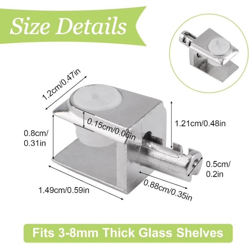 20pcs Glass Shelf Supports: Polished Chrome Zinc Alloy Adjustable Wall-Mounted Clips with Pin, Fits 5-8mm Frameless Glass