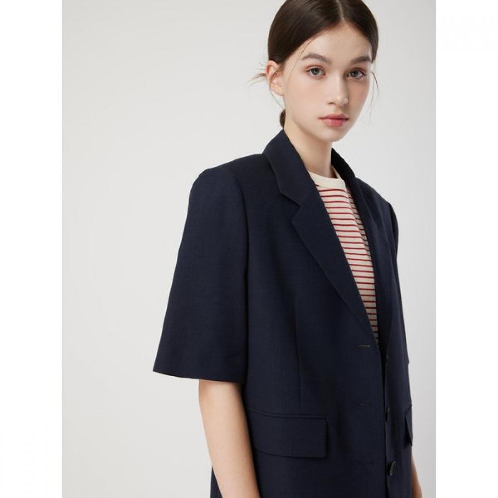 Cc Collect Linen Blend Half Sleeve Single Jacket C252msf136