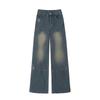 American Retro Ripped Denim Female 2025 Summer New Arrival High Waist Loose and Slimming Mop Straight-Leg Wide-Leg Pants