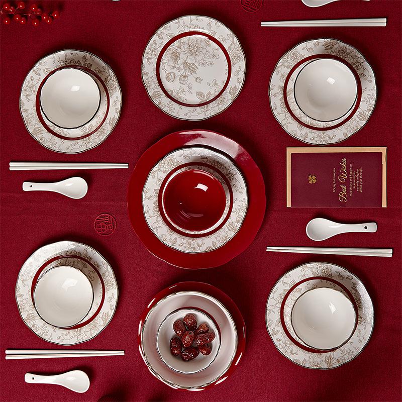 French Rose Engagement Dinnerware Set: Wedding & Housewarming Gift for Newlyweds