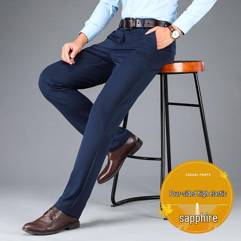 Plus Size Men's Summer Casual Pants, XL, Extra Wide, Four-Way Stretch, Straight Leg, Loose Fit, Business Slacks.