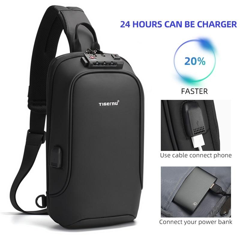 2021 New Tigernu Fashion Style Men Bags Casual Splashproof Chest Bags High Quality Crossbody Bags Male Travel Sling Bags For Men