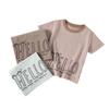 Children's Clothing Boys' Half Sleeve Girl Letter Stripes Tops Kids Short Sleeve T-Shirt Baby Boy Loose Summer Round Neck