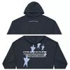 Mens Hooded Sweatshirt Star Print Loose Fit Casual Streetwear Youth