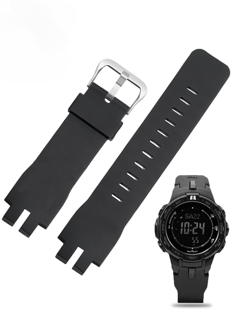 Compatible PROTREK Series Black Resin Silicone Watch Strap Suitable for Mountain [Zealbeaty] PRW3000/3100YT/6000/6100 (with Base) - Climbing.