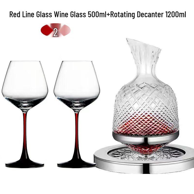 Qiuqiao Black Tie Red Stem Burgundy Crystal Wine Glasses 500ml