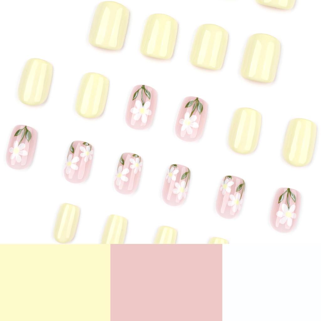 Summer Style Daisy Flower Wearable False Nails Set
