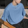INCERUN Oversized Men Round Neck 3/4 Sleeve Rib Casual Loose T-Shirts Tops