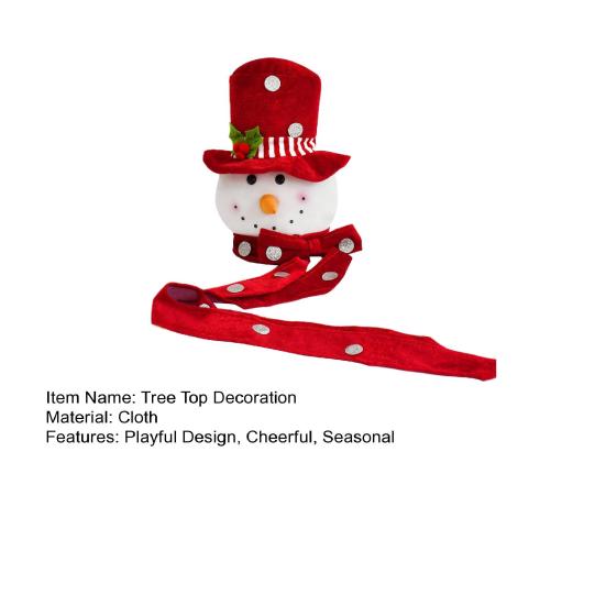 Yousheng Snowman Tree Topper Plush Fabric Christmas Decoration with Festive Hat Soft Seasonal Accent for Holiday Home And Party Decor
