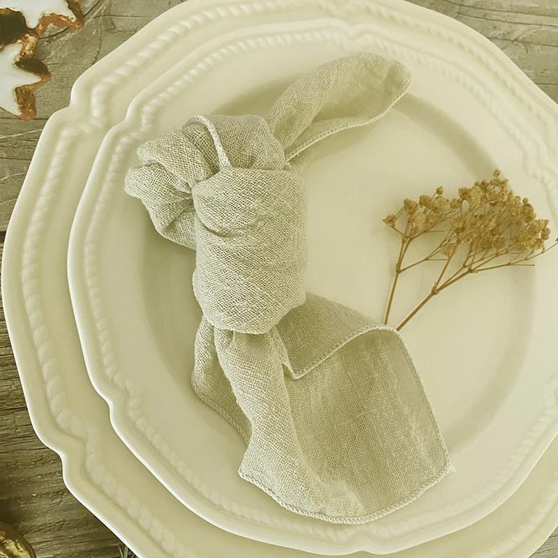 30pcs Handmade Cloth Napkins 40X40cm Boho Rustic Dinner Napkin for Birthday Wedding Party Baby Shower Christmas Table Decoration