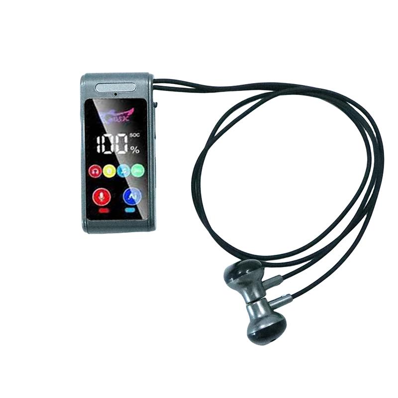 Neckband Clip Bluetooth Earphones IPX4 Sweatproof Clear Call Headset with Digital Display for Daily Commute
