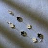 9MM Mini Six-flower Four-leaf Clover Bracelet White Mother-of-pearl Purple Chalcedony CNC Craft Simple and Versatile High-end Bracelet
