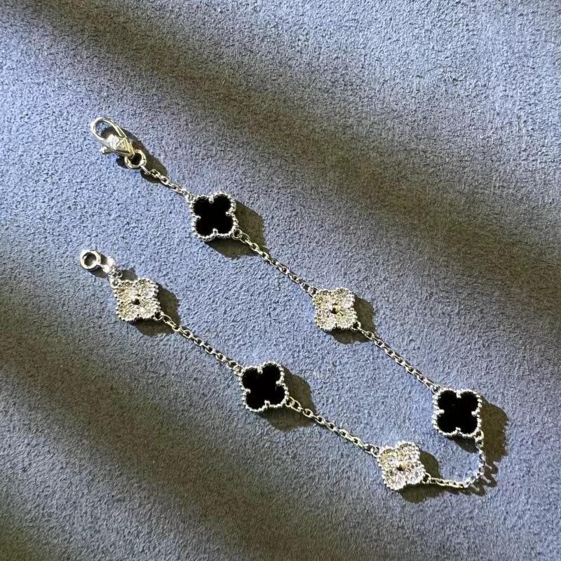 9MM Mini Six-flower Four-leaf Clover Bracelet White Mother-of-pearl Purple Chalcedony CNC Craft Simple and Versatile High-end Bracelet