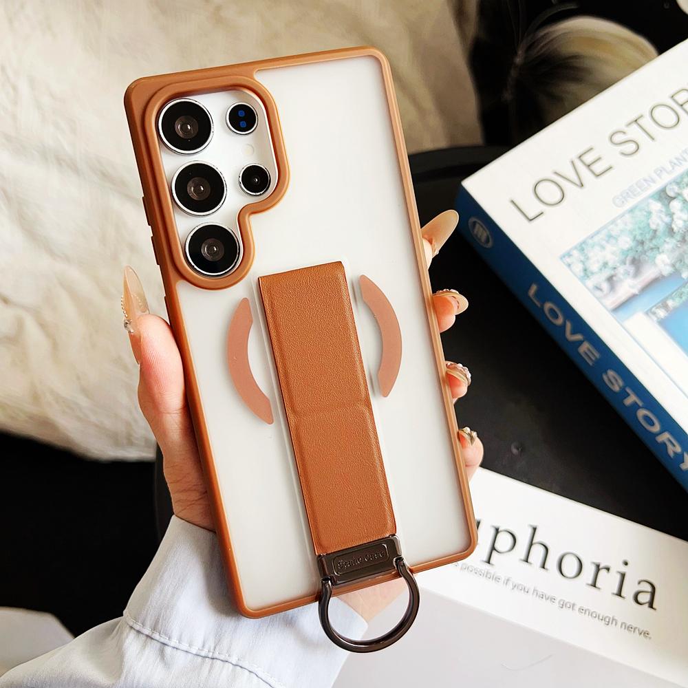 KEYSION Magnetic Phone Case for Samsung Galaxy S23 S24 25 Ultra Translucent Matte Silicone+PC Upright Kickstand Shockproof Back Cover