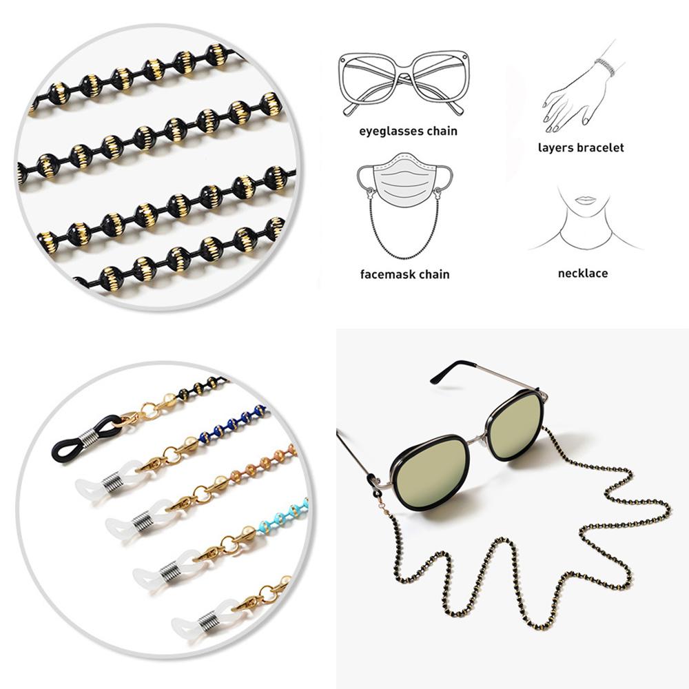 Neck Women Matte Bead Non-slip Fashion Mask Cord Holders Glasses Chain Metal Mask Rope Copper