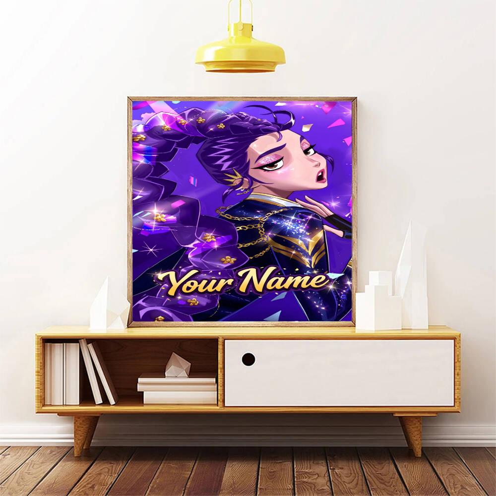 Kpop Demon Hunters Customize Your Name Diamond Painting Round Diamond Rhinestones Mosaic Diamond Embroidery Wall Paintings Rhinestones Gift Frameless