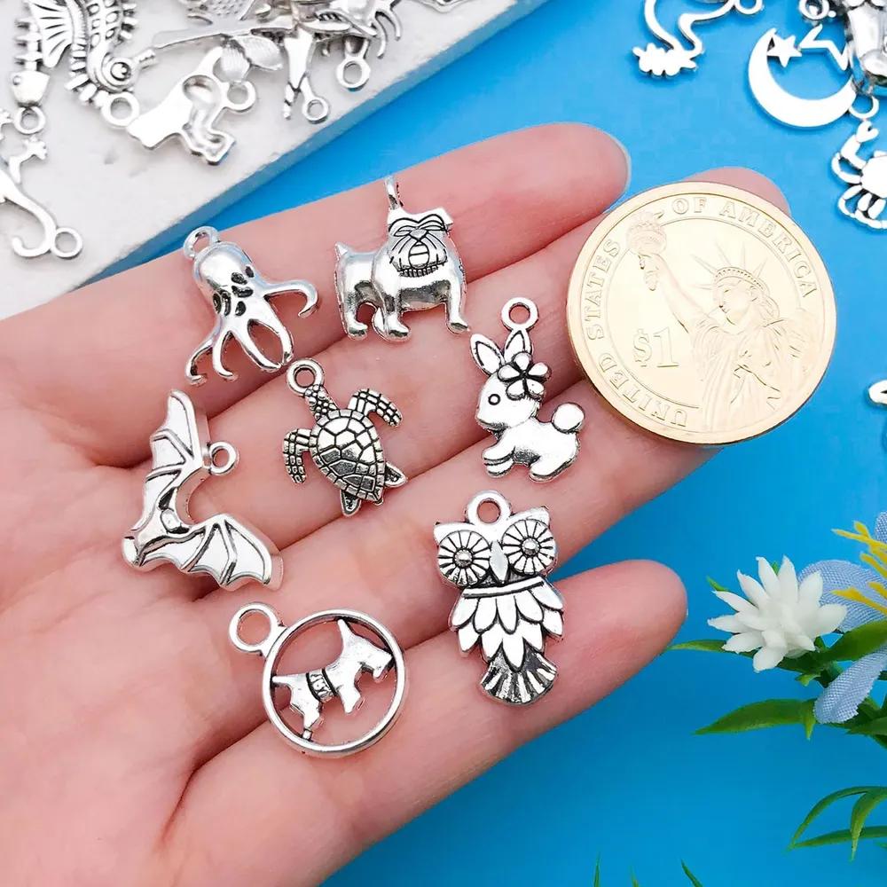 Pendants for needlework and creativity set, silver, 100pcs