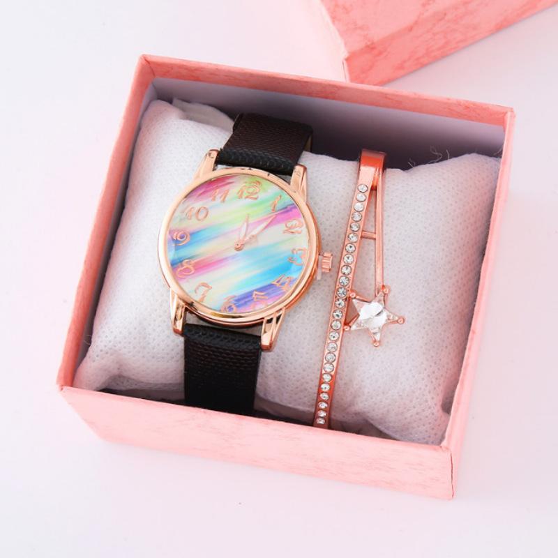 Nuovo Orologio Classico Semplice Studente Moda Colorato Arcobaleno Donna Orologio al Quarzo Lotti
