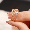 Huitan Luxury Rose Gold Color 2Pcs Rings Set for Women Champagne Cubic Zirconia Elegant Lady's Accessories Wedding Party Jewelry