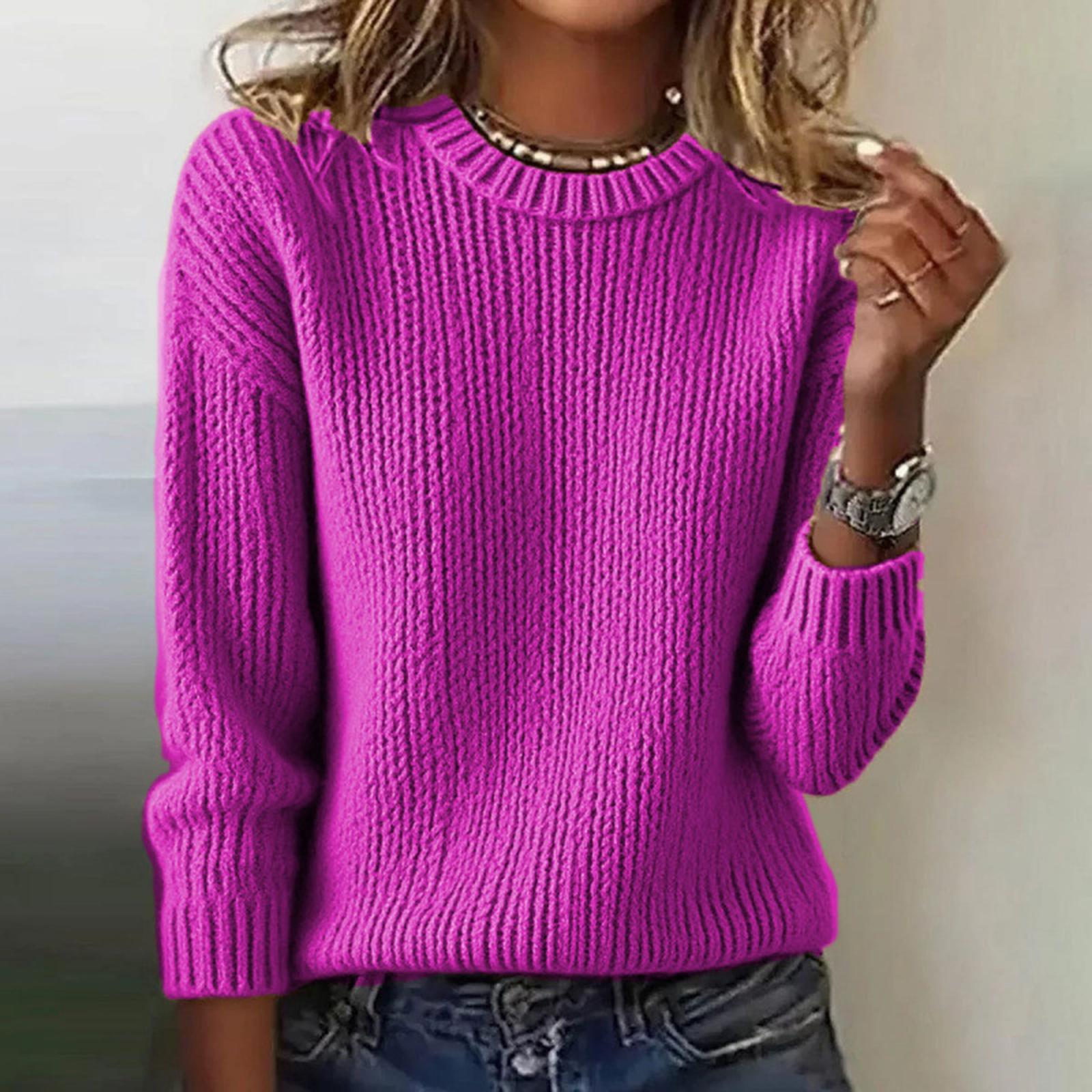 Women s Fashion Long-Sleeved Solid-Colour Neck Thickened Oversized Slouchy Knitted Pullover Sweater L 3415₽