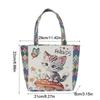 Portable Cat Ethnic Style Handbag Dog Giraffe Embroidery Tote Bag Canvas Animal Canvas Tote Bag Storage Bag