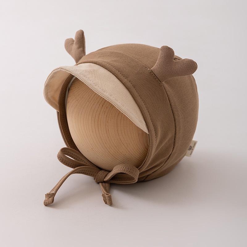 

Korean Style Infant Antler Hat - Cute Color Block, Ear & Sun Protection, Tie-Up Design for Spring and Autumn. 38-48cm (Recommended for 5-24 months) хаки