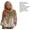 Women's Vintage Bohemian Floral Hoodie Casual Long Sleeve Hooded Sweatshirt with Pocket Oversized Flower Art Print Pullover Tops