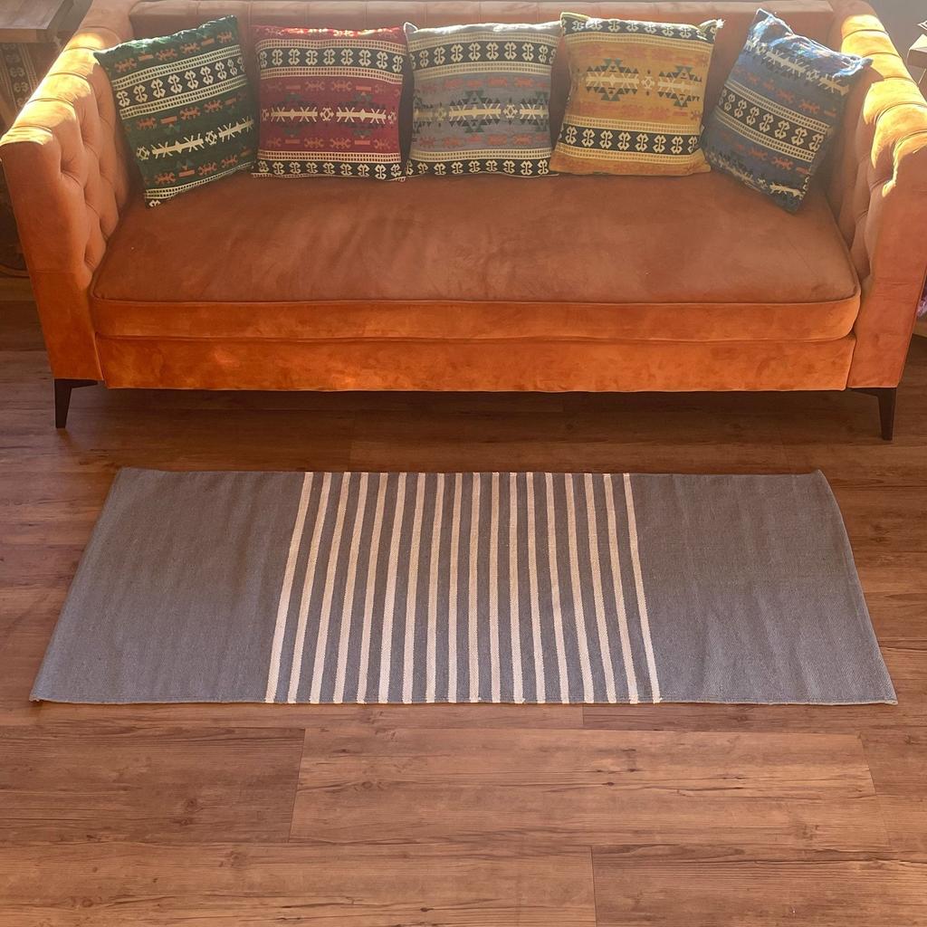 Rug Boho Grey Cotton 70x170 Cm