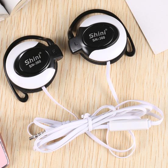 Q360 Drátová sluchátka s mikrofonem Ovládání na kabelu Jasná barva 3,5mm Sluchátko s ušním háčkem Sluchátko do ucha pro telefon