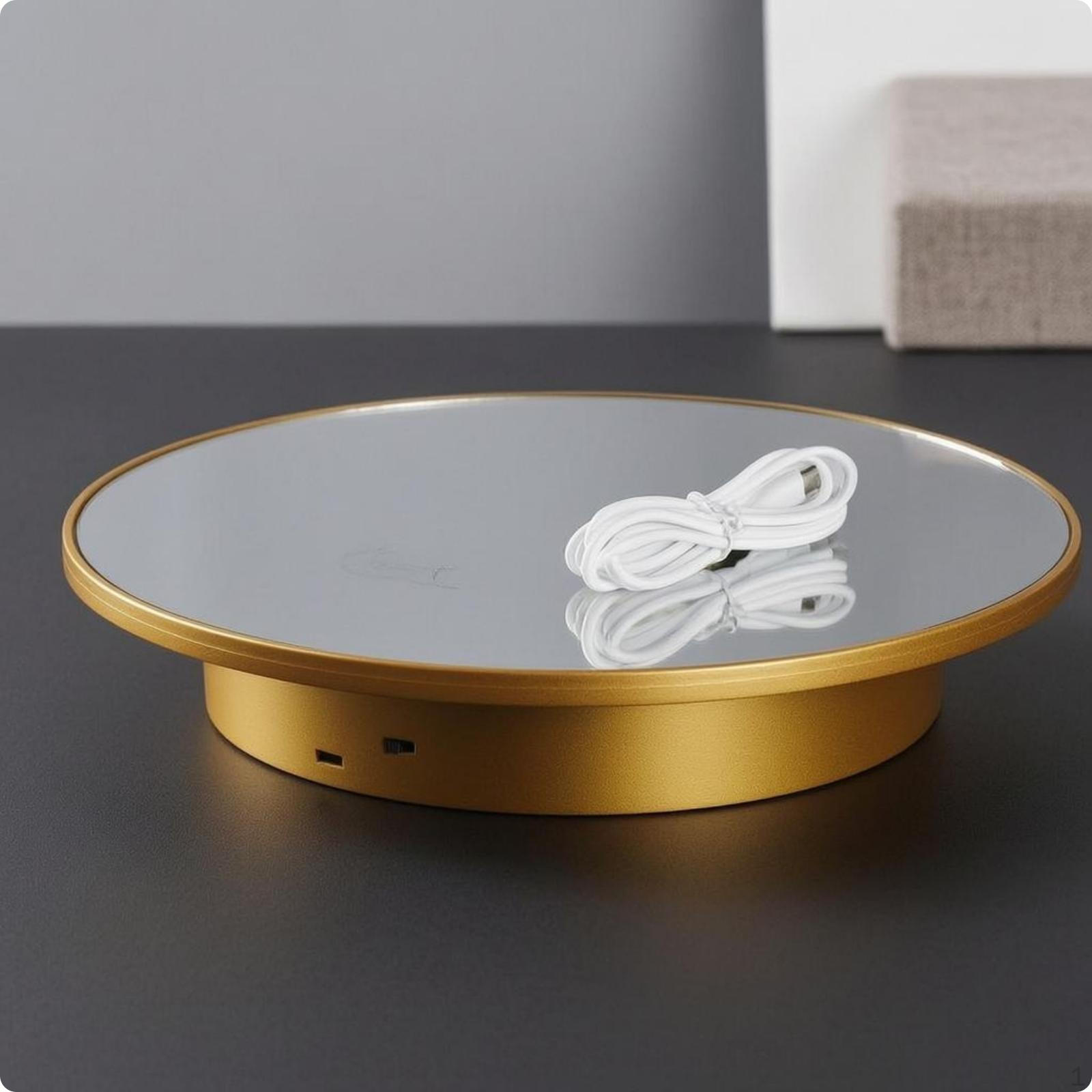 Electric Rotating Display Stand USB Powered Turntable Mirrored Top Mirror
