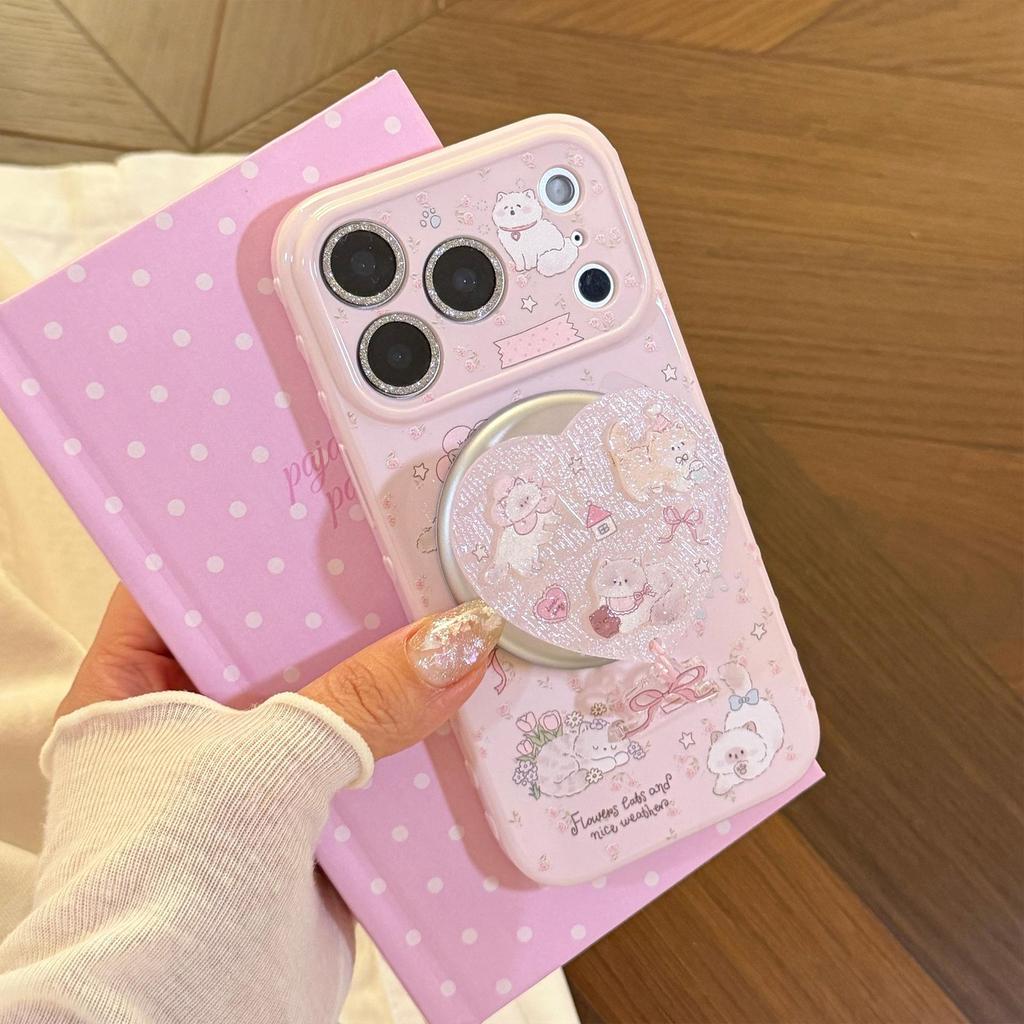 3D Cartoon Kitten Phone Case with Stand for iPhone 16, iPhone 17, and iPhone 17 Pro Max