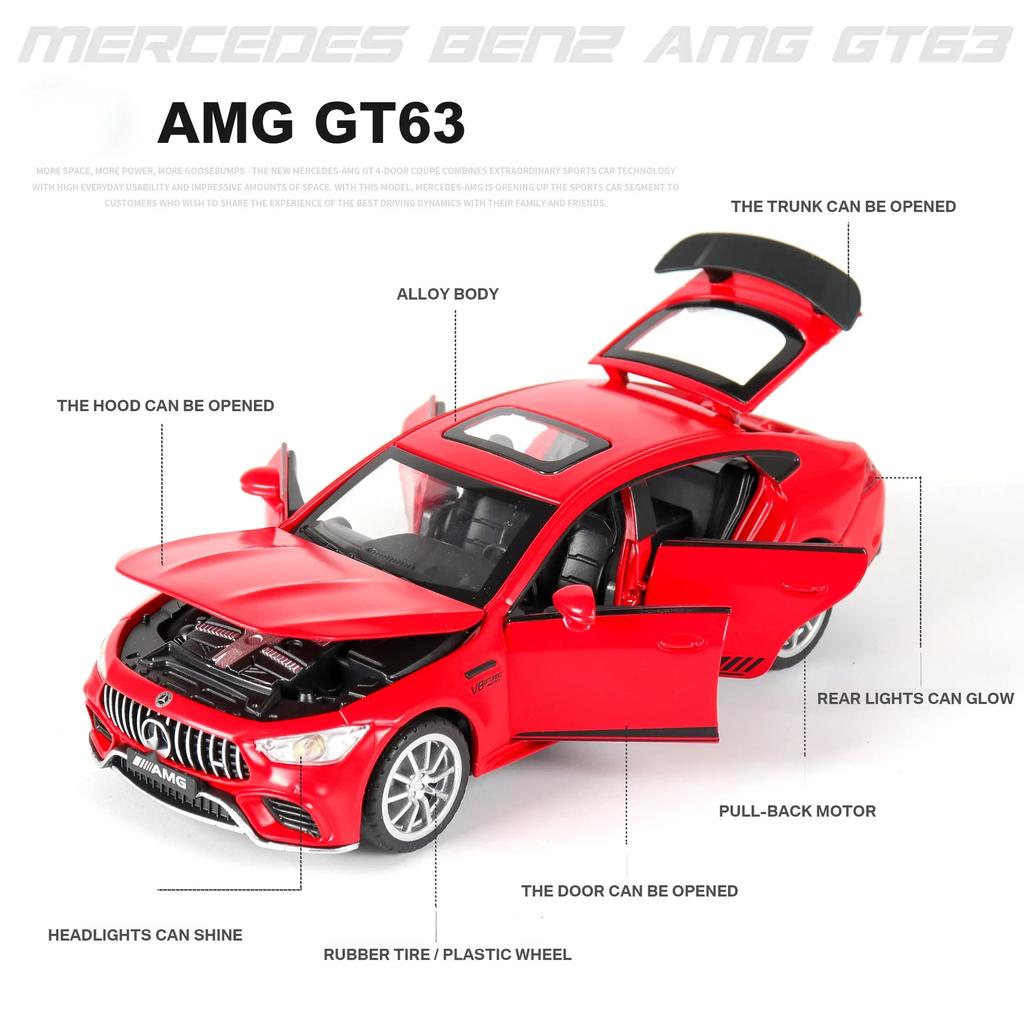 1:32 Mercedes-Benz AMG GT63 Sports Car Alloy Diecast Car Model High Simulation Miniature Model Sound Light Toys Gift A81