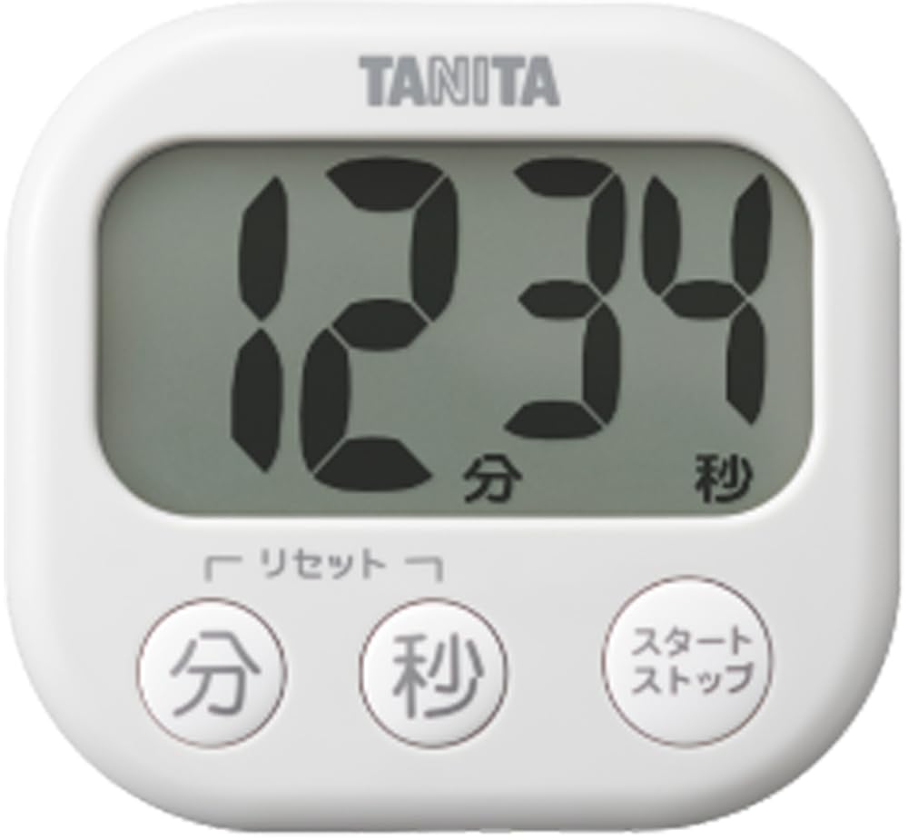Tanita Kitchen Study Timer Large Loud 100 Stand Large Visible Gray TD384HGY Screen, Volume, Minutes, Magnet, Included, Timer,