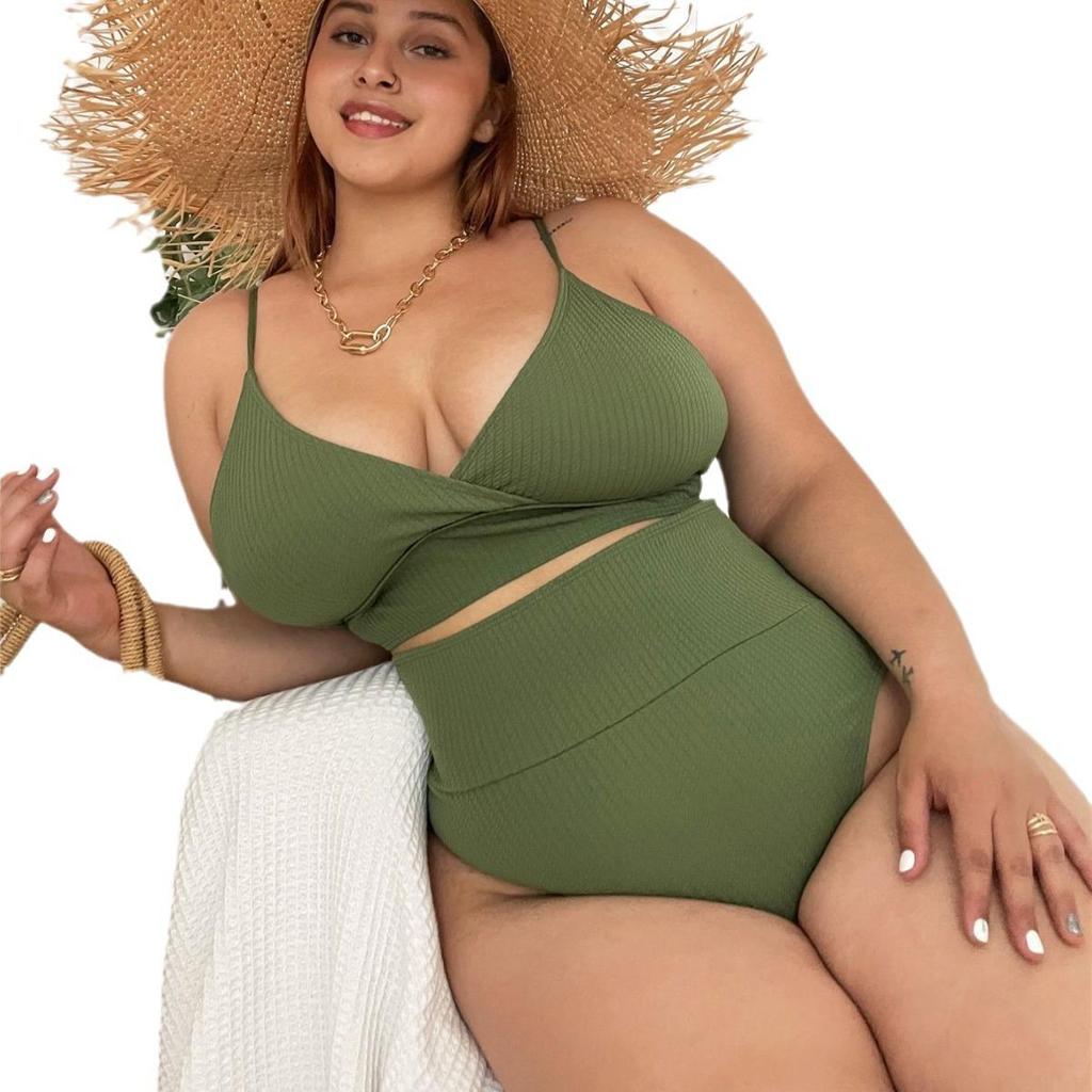 High Waist Plus Size Bikini Women's Swimsuit - European & American Style