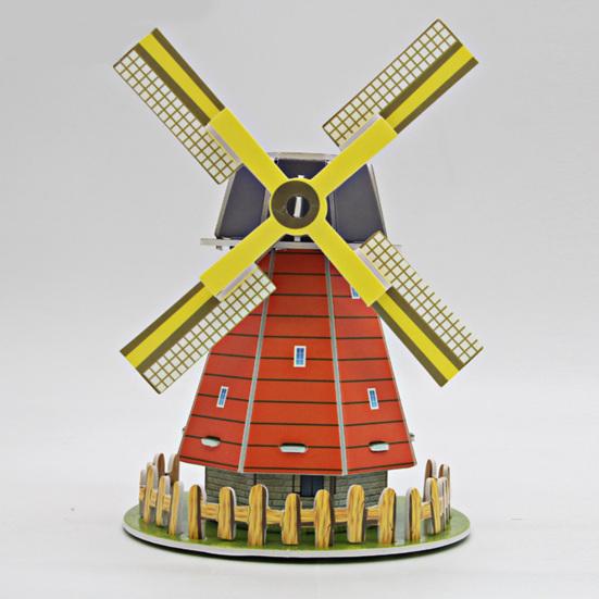 1 Set 3D Puzzle Praktische Fähigkeit Dekoratives Papier Windmühle Haus Puzzle Spielzeug Geburtstagsgeschenke