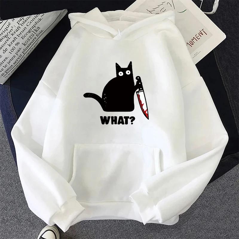 Cute Cat Print Hoodie for Woman 2025 Hot Sale Hooded Long Sleeve Pullover All Season Girl Home Outdoor Comfort Casual Sweatshirt