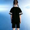 Unisex Kids' Sport Set with Letter Print, Short Sleeve Top and Pants, Round Neck Casual Outfit