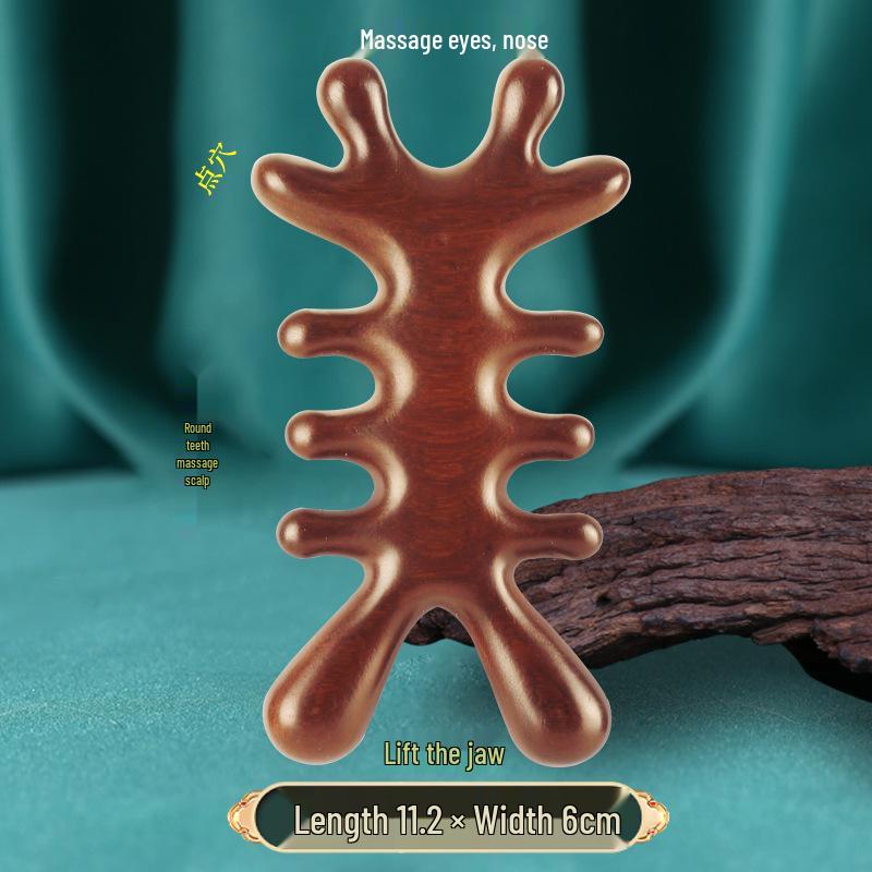 Sandalwood Air-Cushion Meridian Massage Brush for Abdominal and Liver Stimulation