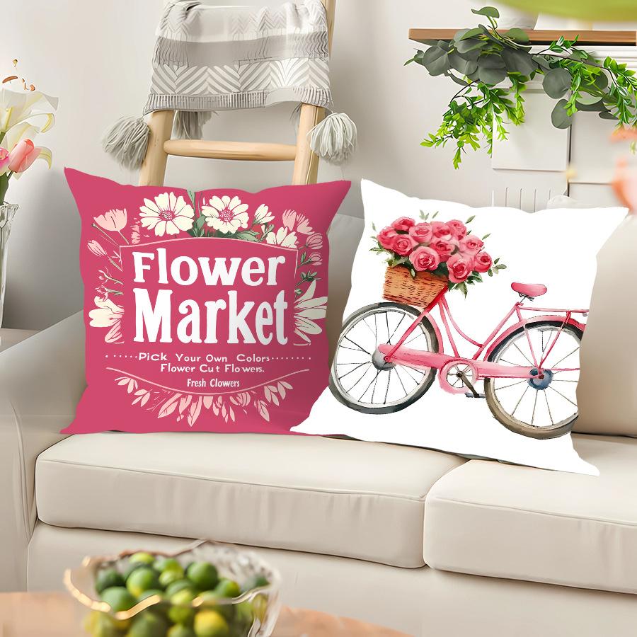 Valentine's Day Pink Printed Pillow Cover Nordic Living Room Sofa Bed Office Back Pillow Home Decor