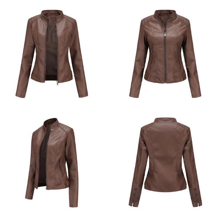 Yeni Moda Oversize Crop Racer Biker Ceket Kadın PU Suni Deri Motosiklet Bomber Mont İnce Fermuarlı Günlük Dış Giyim Plus Size S'den 4XL'e